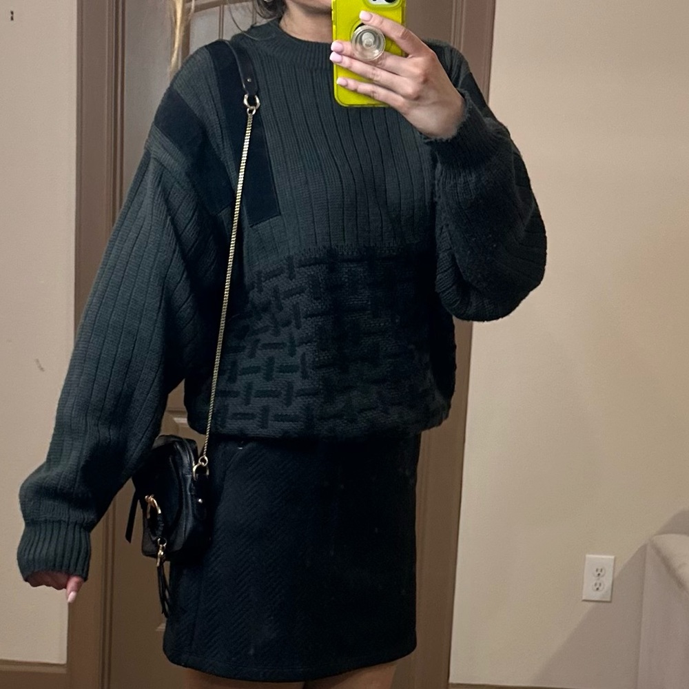 Olive & Black Chunky Boyfriend Sweater